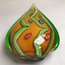 Load image into Gallery viewer, Gold &amp; Green Teardrop Art Glass Sculpture (14&quot;)
