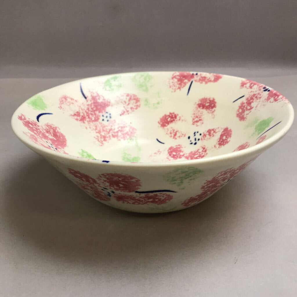 Hand Painted Flower Pottery Bowl (3x8)