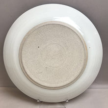 Load image into Gallery viewer, Signed Stoneware Pottery Plate with Blue Outer Edge (14&quot;)
