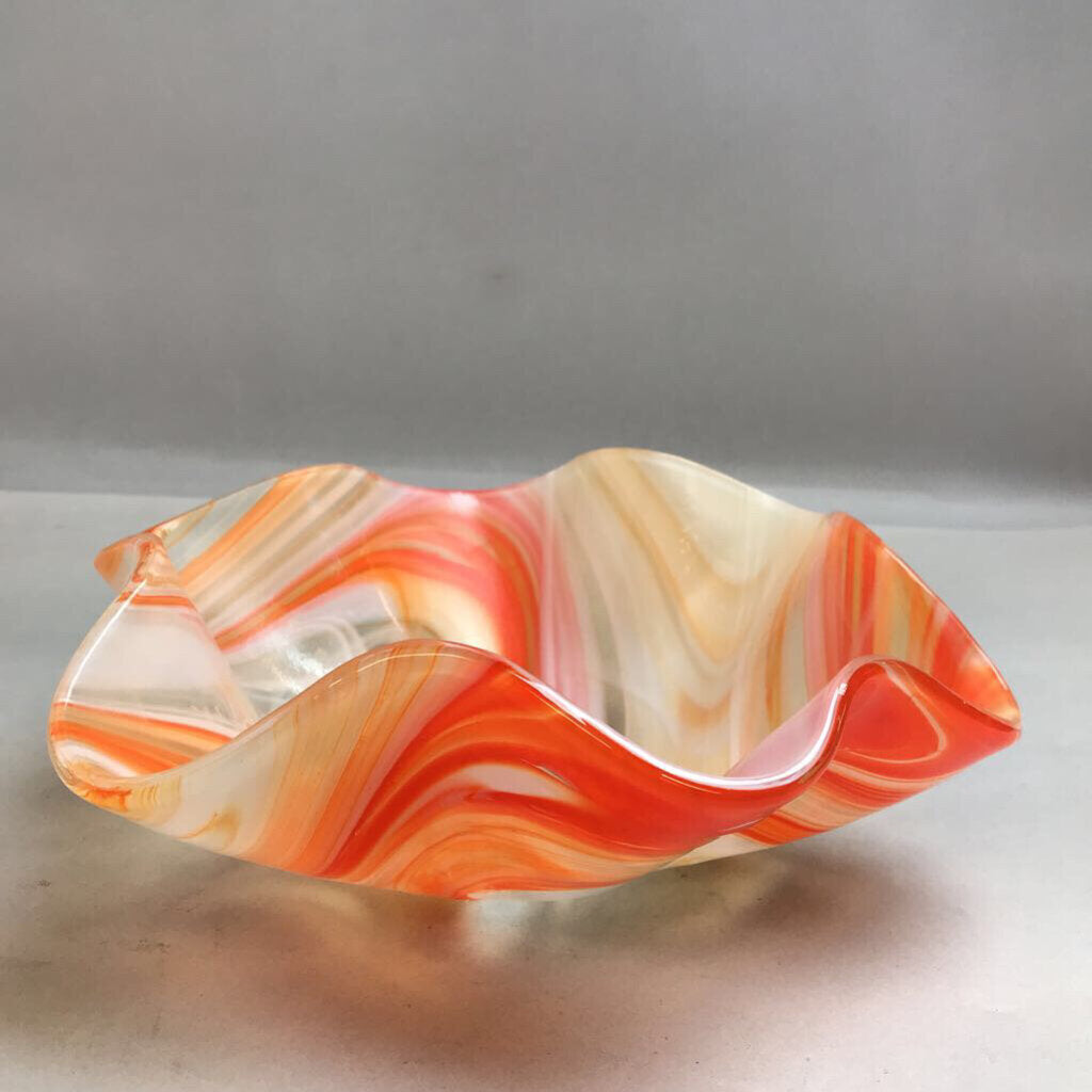MCM Orange Swirl Glass Art Bowl (4x10)