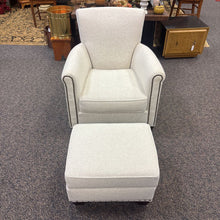 Load image into Gallery viewer, Pottery Barn White Chair (32x30x32) and Ottoman
