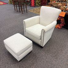 Load image into Gallery viewer, Pottery Barn White Chair (32x30x32) and Ottoman
