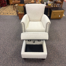 Load image into Gallery viewer, Pottery Barn White Chair (32x30x32) and Ottoman

