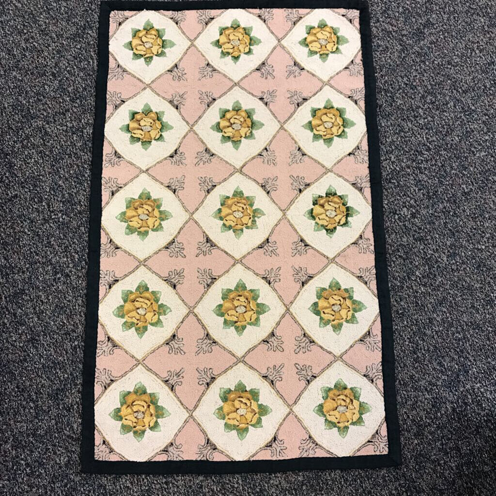 Floral Tapestry Rug with Black Boarder (47x28)