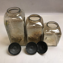Load image into Gallery viewer, Square Smokey Glass 3 Piece Canister Set (10&quot;,8&quot;,6&quot;)
