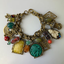 Load image into Gallery viewer, Vintage Napier Germany Asian Theme Chunky Charm Bracelet (7.5&quot;)
