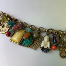 Load image into Gallery viewer, Vintage Napier Germany Asian Theme Chunky Charm Bracelet (7.5&quot;)
