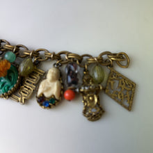 Load image into Gallery viewer, Vintage Napier Germany Asian Theme Chunky Charm Bracelet (7.5&quot;)
