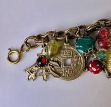 Load image into Gallery viewer, Vintage Napier Germany Asian Theme Chunky Charm Bracelet (7.5&quot;)
