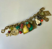 Load image into Gallery viewer, Vintage Napier Germany Asian Theme Chunky Charm Bracelet (7.5&quot;)
