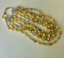 Load image into Gallery viewer, Vintage West German Pastel Glass Layered Bead Necklace (15")
