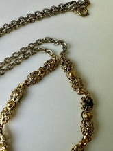 Load image into Gallery viewer, Vintage West German Faux Tortoise Cameo Goldtone Rhinestone Faux Pearl Necklace (26")
