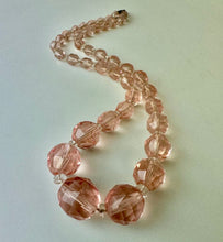 Load image into Gallery viewer, Vintage Pale Pink Faceted Glass Graduated Bead Necklace (16&quot;)
