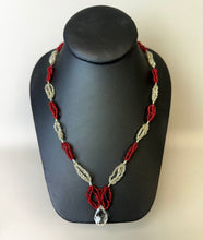 Load image into Gallery viewer, Vintage Red &amp; Clear Layered Seed Bead Crystal Drop Necklace (25&quot;)

