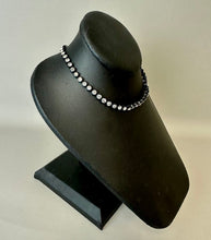 Load image into Gallery viewer, Vintage Clear Rhinestone Black Acrylic Bezel Chain Choker Necklace (16&quot;)
