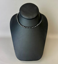 Load image into Gallery viewer, Vintage Clear Rhinestone Black Acrylic Bezel Chain Choker Necklace (16")
