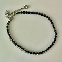 Load image into Gallery viewer, Vintage Clear Rhinestone Black Acrylic Bezel Chain Choker Necklace (16&quot;)
