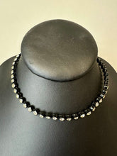 Load image into Gallery viewer, Vintage Clear Rhinestone Black Acrylic Bezel Chain Choker Necklace (16&quot;)

