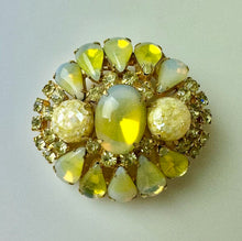 Load image into Gallery viewer, Vintage Juliana Easter Egg Glass Cabochon Rhinestone Brooch Pin (2&quot;)

