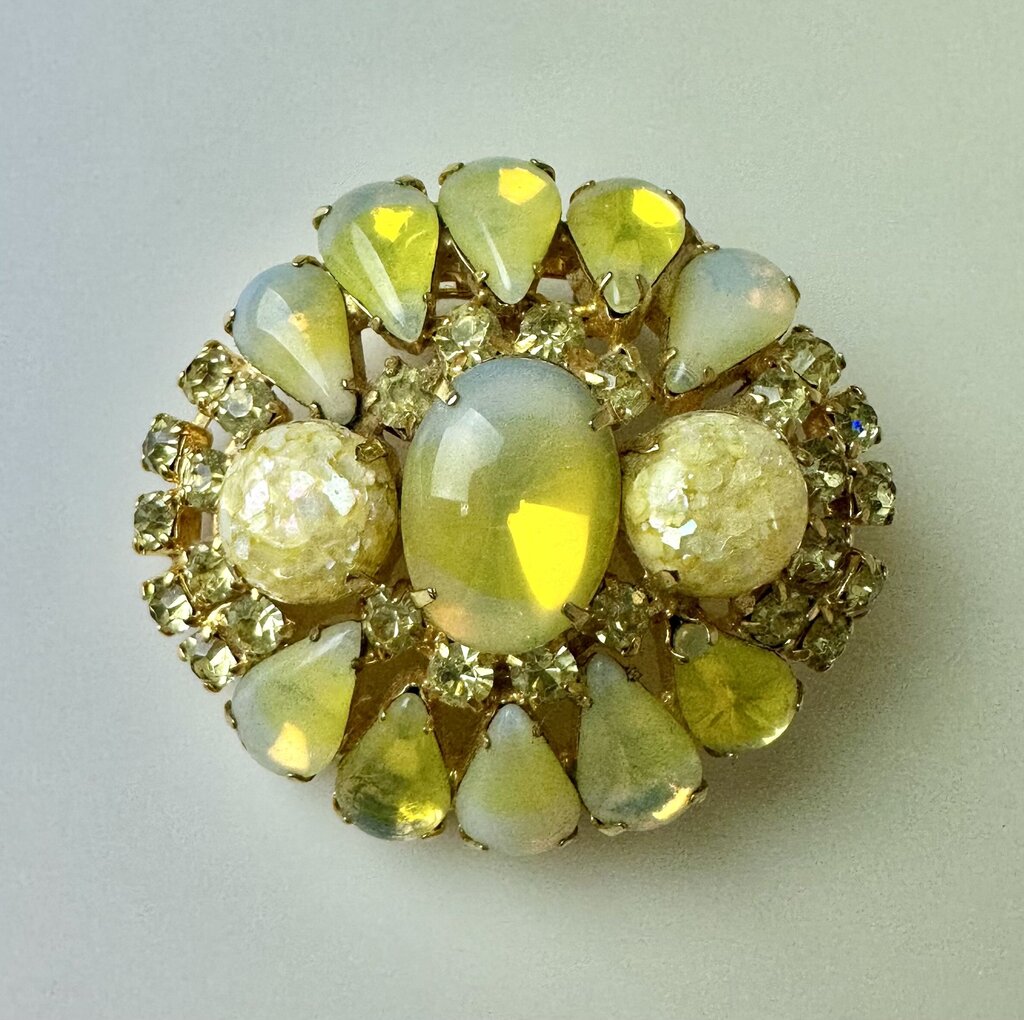 Vintage Juliana Easter Egg Glass Cabochon Rhinestone Brooch Pin (2