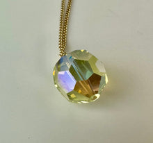 Load image into Gallery viewer, Vintage Yellow Aurora Borealis Pendant on 17" Chain
