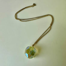 Load image into Gallery viewer, Vintage Yellow Aurora Borealis Pendant on 17" Chain
