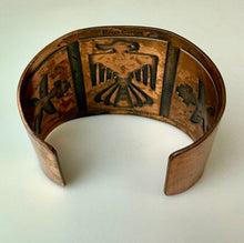 Load image into Gallery viewer, Vintage Midcentury Copper Thunderbird Wide Cuff Bracelet (2.5" inside diameter)
