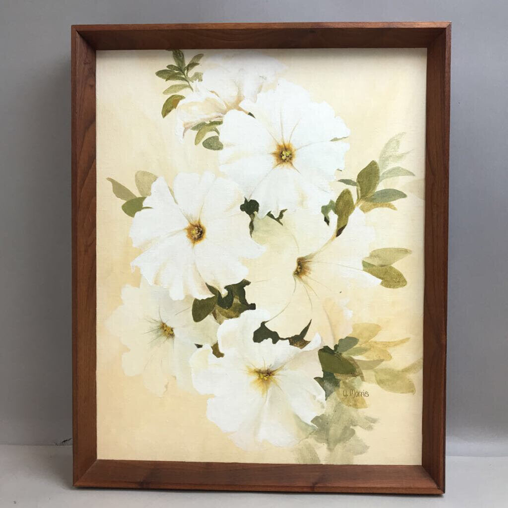 Framed White Cascade Oil Painting by Ginny Morris (21x17)