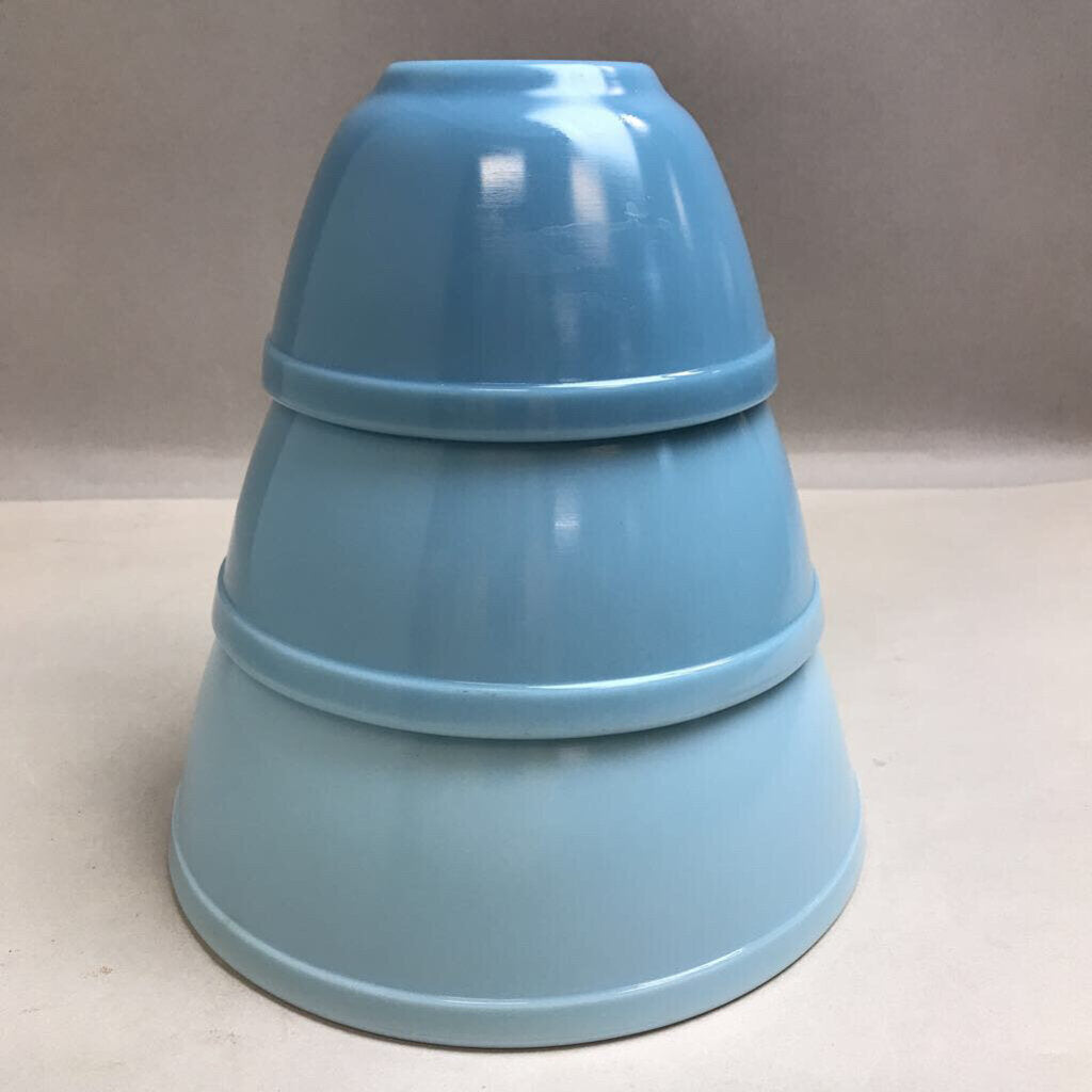 Pyrex Delphite Blue 3 Pc. Nesting Mixing Bowl Set (#401, 402, 403)