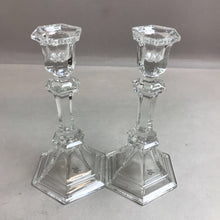 Load image into Gallery viewer, Set of 2 Avon 24% Full Lead Crystal Glass Candlesticks 7.75&quot; Candle Holders
