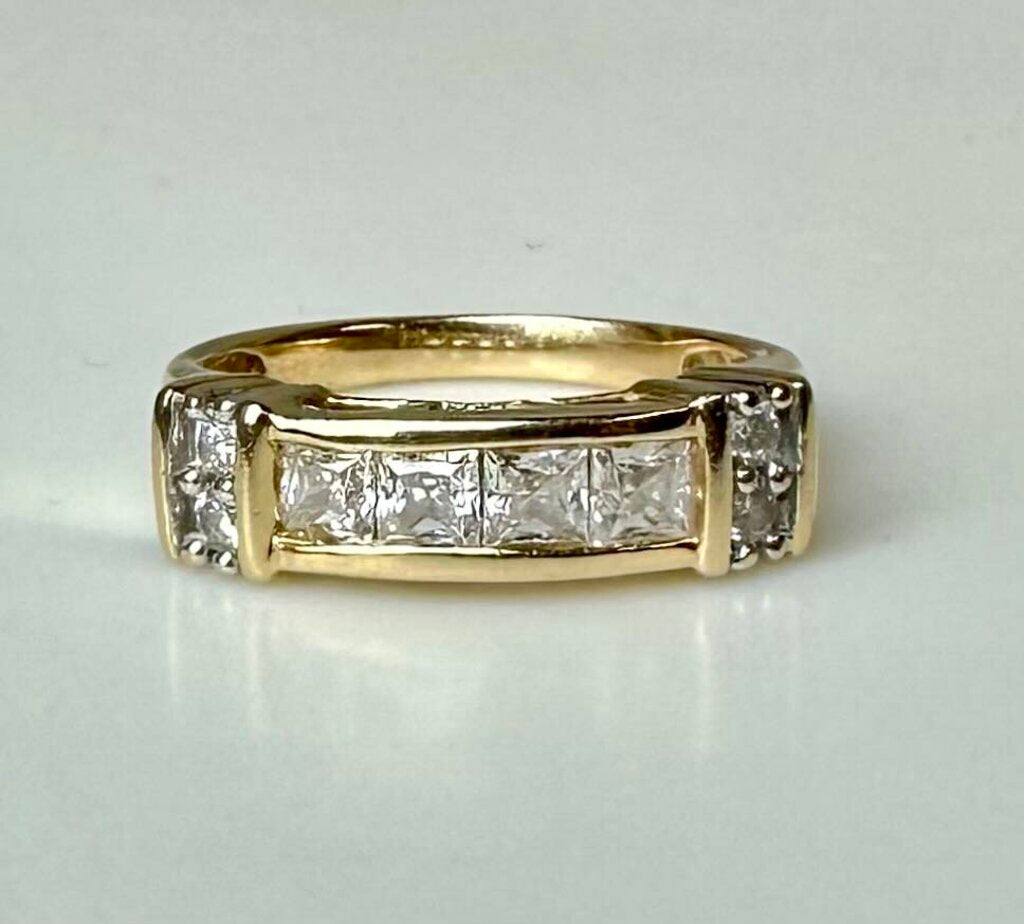 14K Gold Cubic Zirconia Ring sz 6.5 (3.3g)