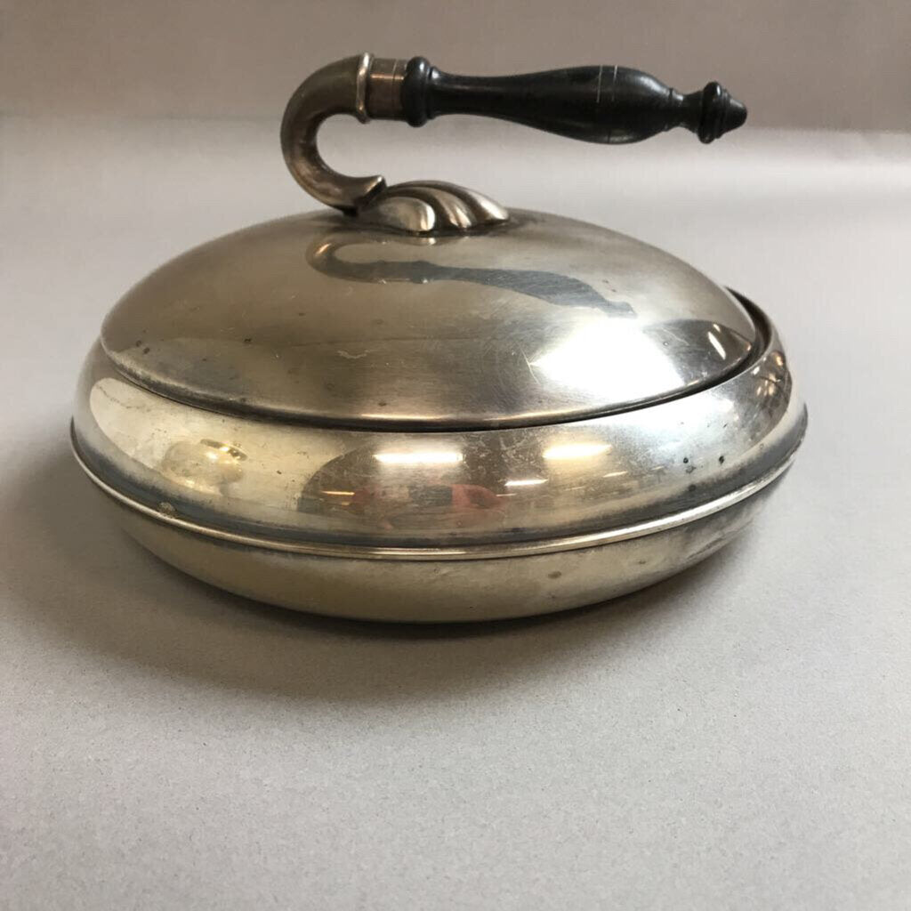 Cresent Silver Plated Dish with Handle on Lid (2x7)