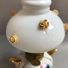Load image into Gallery viewer, Vintage Miniature Oil Lamp, Pink Roses &amp; Gold Trim (6.75&quot;) (As-Is)
