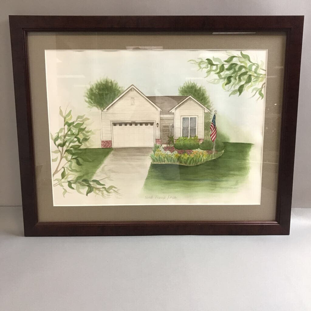 Framed Water Color House Print (25 x 20)