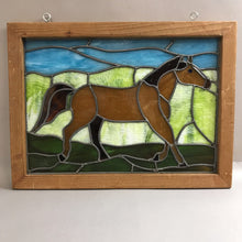 Load image into Gallery viewer, Wooden Framed Horse Stained Glass (22 x 17)
