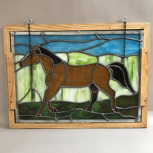 Load image into Gallery viewer, Wooden Framed Horse Stained Glass (22 x 17)

