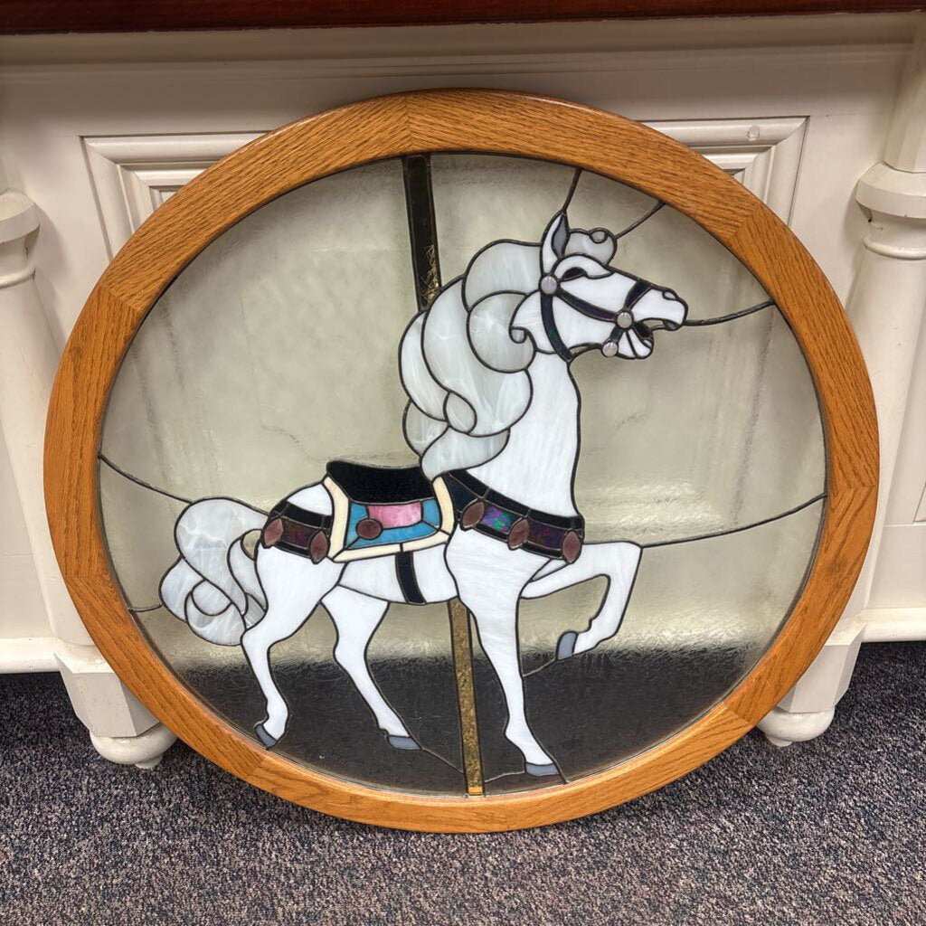 Stained Glass Carousel Horse Decor (33x33)