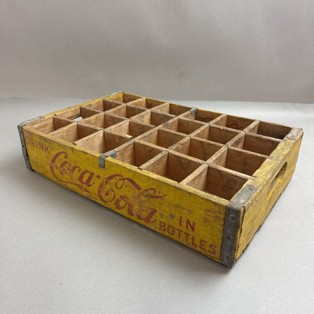 Vintage Yellow Coca Cola Wood Crate (4x19x12)