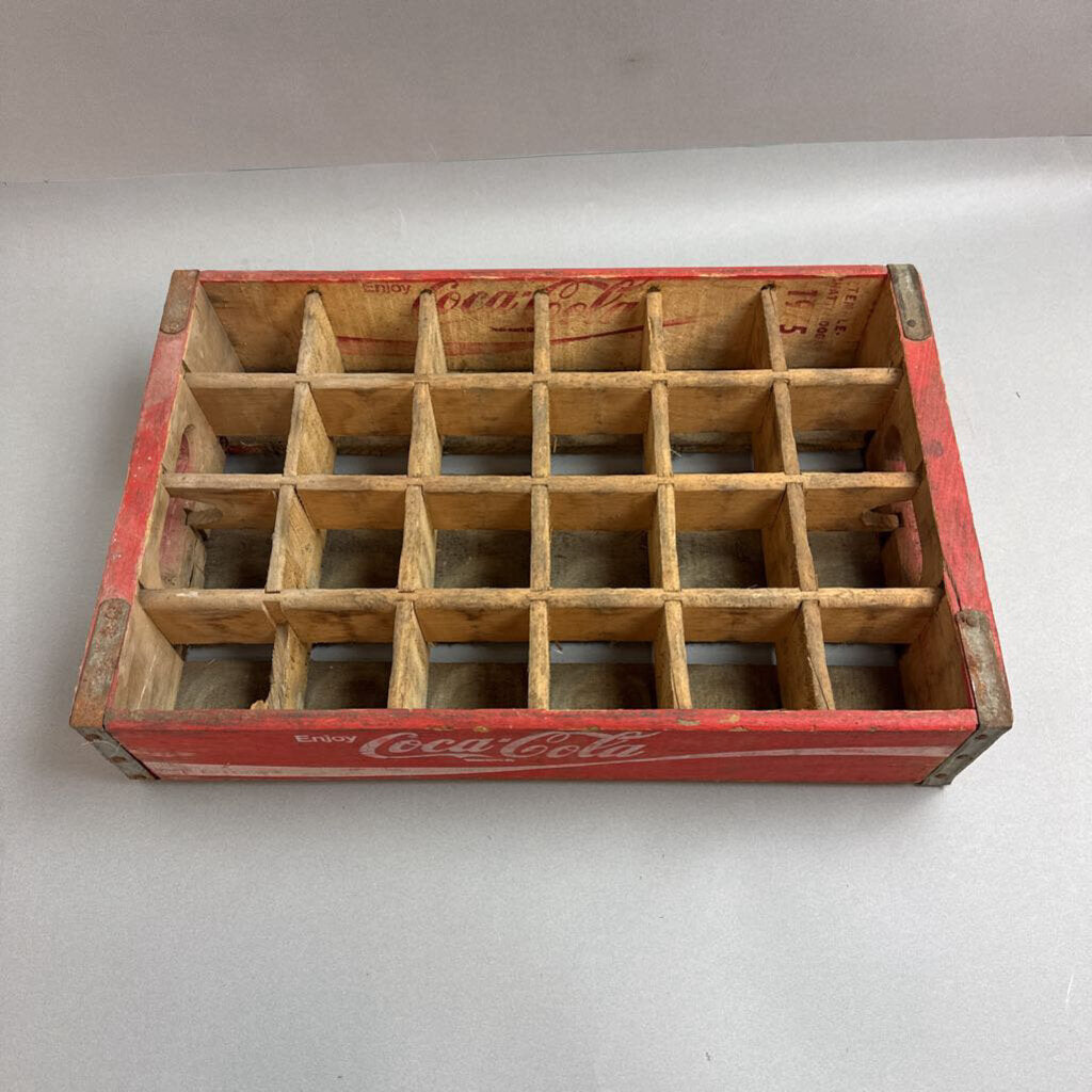 Vintage Red Coca Cola Wood Crate (4x19x12)