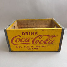 Load image into Gallery viewer, Vintage Yellow Coca Cola Wood Crate (8x17x11)
