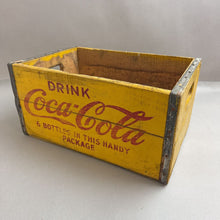 Load image into Gallery viewer, Vintage Yellow Coca Cola Wood Crate (8x17x11)
