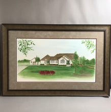 Load image into Gallery viewer, Signed Helen Jones Watercolor - Suburban Ranch-Style Home (27x41)
