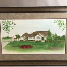 Load image into Gallery viewer, Signed Helen Jones Watercolor - Suburban Ranch-Style Home (27x41)
