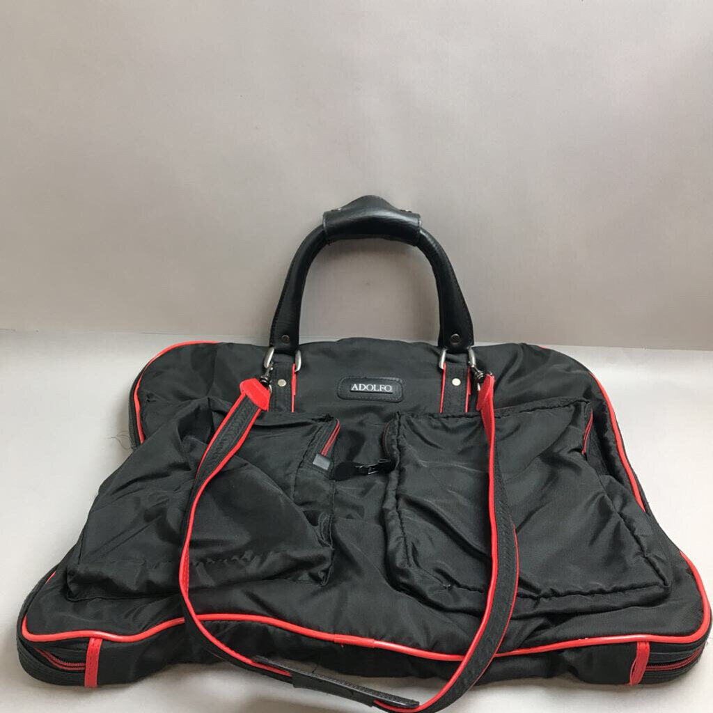 Vintage Adolfo Garment Bag Black Nylon Carry on Garment Bag 2 Hangers (Folded 19x21)