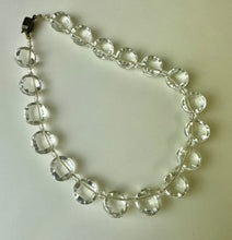 Load image into Gallery viewer, Vintage Clear Faceted Flat Back Glass Beaded Sterling Clasp Necklace (16&quot;)
