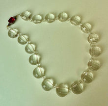 Load image into Gallery viewer, Vintage Clear Faceted Flat Back Glass Beaded Sterling Clasp Necklace (16&quot;)
