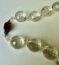 Load image into Gallery viewer, Vintage Clear Faceted Flat Back Glass Beaded Sterling Clasp Necklace (16")
