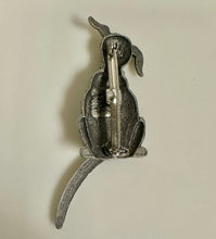 Load image into Gallery viewer, Vintage JJ Pewter Moveable Tail Dog Brooch PIn (3")
