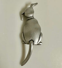 Load image into Gallery viewer, Vintage JJ Pewter Moveable Tail Dog Brooch PIn (3")
