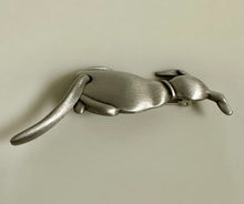 Load image into Gallery viewer, Vintage JJ Pewter Moveable Tail Dog Brooch PIn (3")
